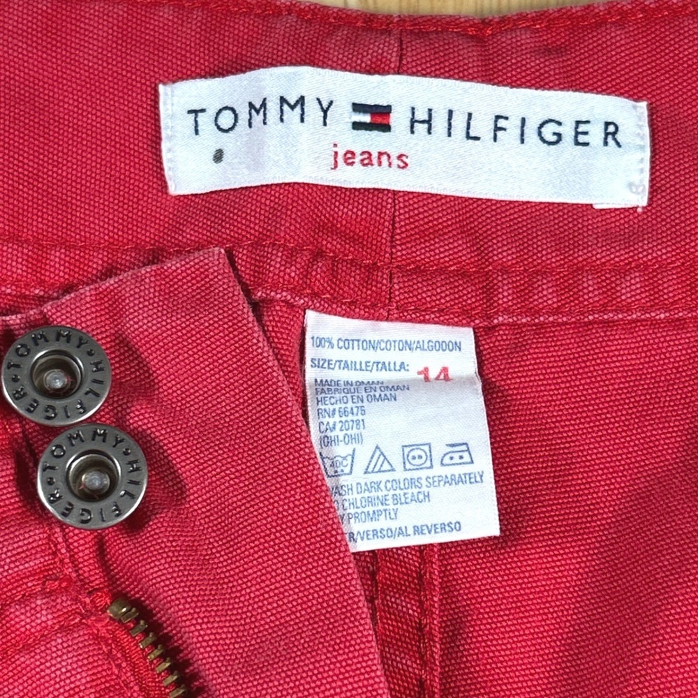 Tommy Hilfiger Jeans Womens Shorts Red Cotton Canvas Utility Size 14 Y2K 2003 - Picture 5 of 6